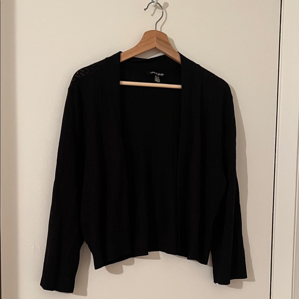 Black Open-Front Cardigan Sweater